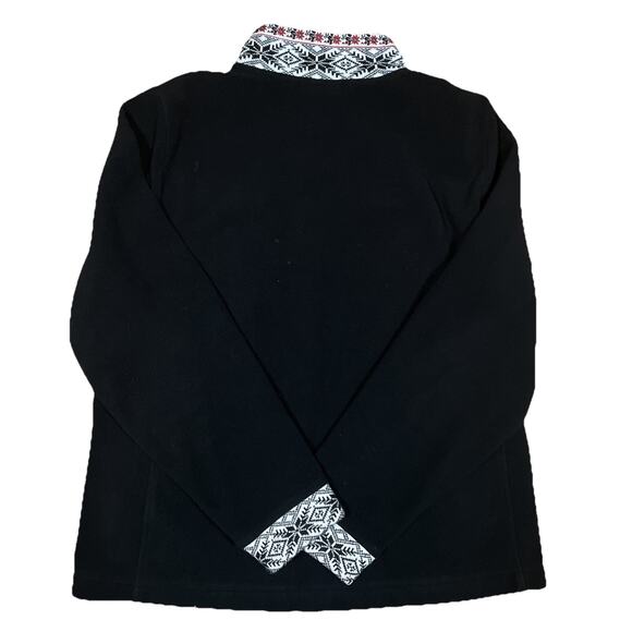 Women’s LL Bean Fleece Jacket w/ Snowflake & Floral Trim, Size Large Vintage - Picture 2 of 11